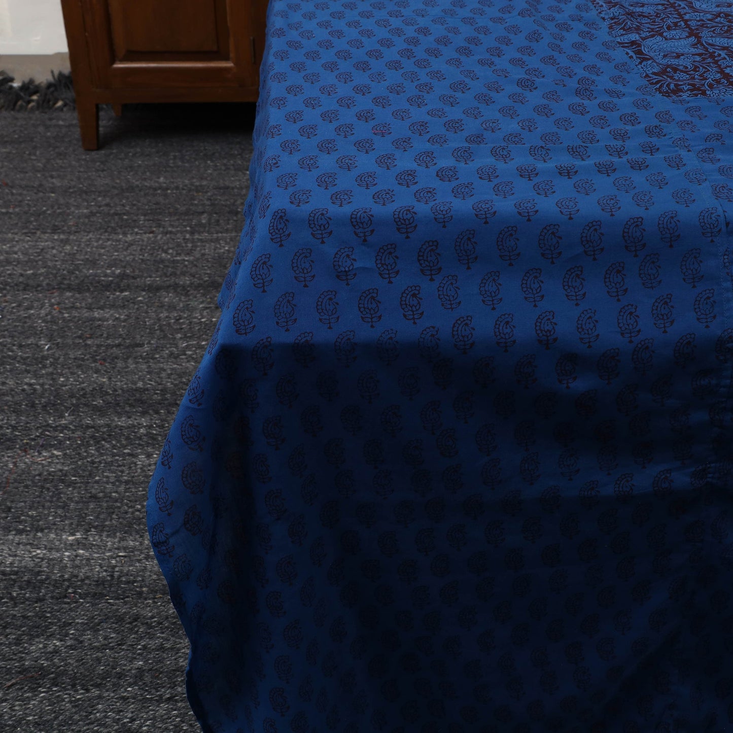 Blue Bagh Print Patchwork Cotton Bedsheet Set