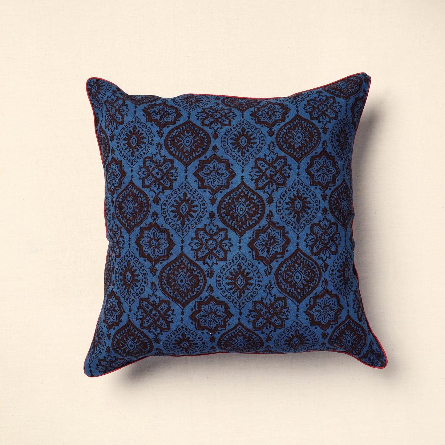 Blue Bagh Block Printed Cotton Cushion Cover (16 x 16 in) 15