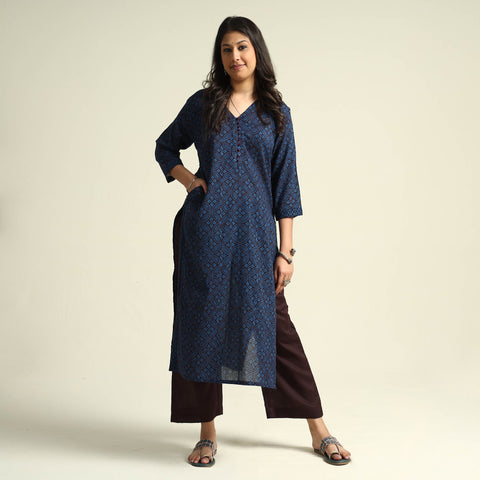 Buy Bagh Block Printing Cotton Kurta with Palazzo & Dupatta Set Online at iTokri.com