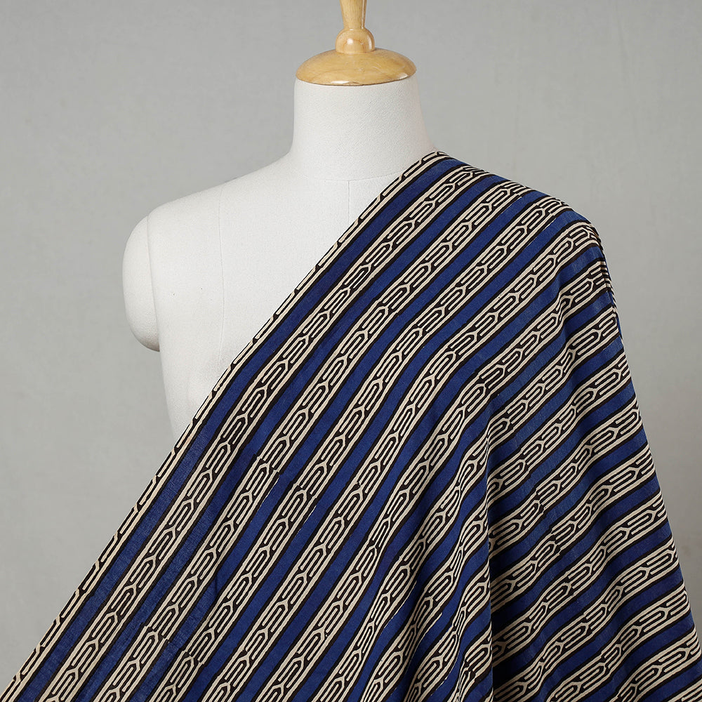 Bagru Block Print Natural Dyed Cotton Fabric