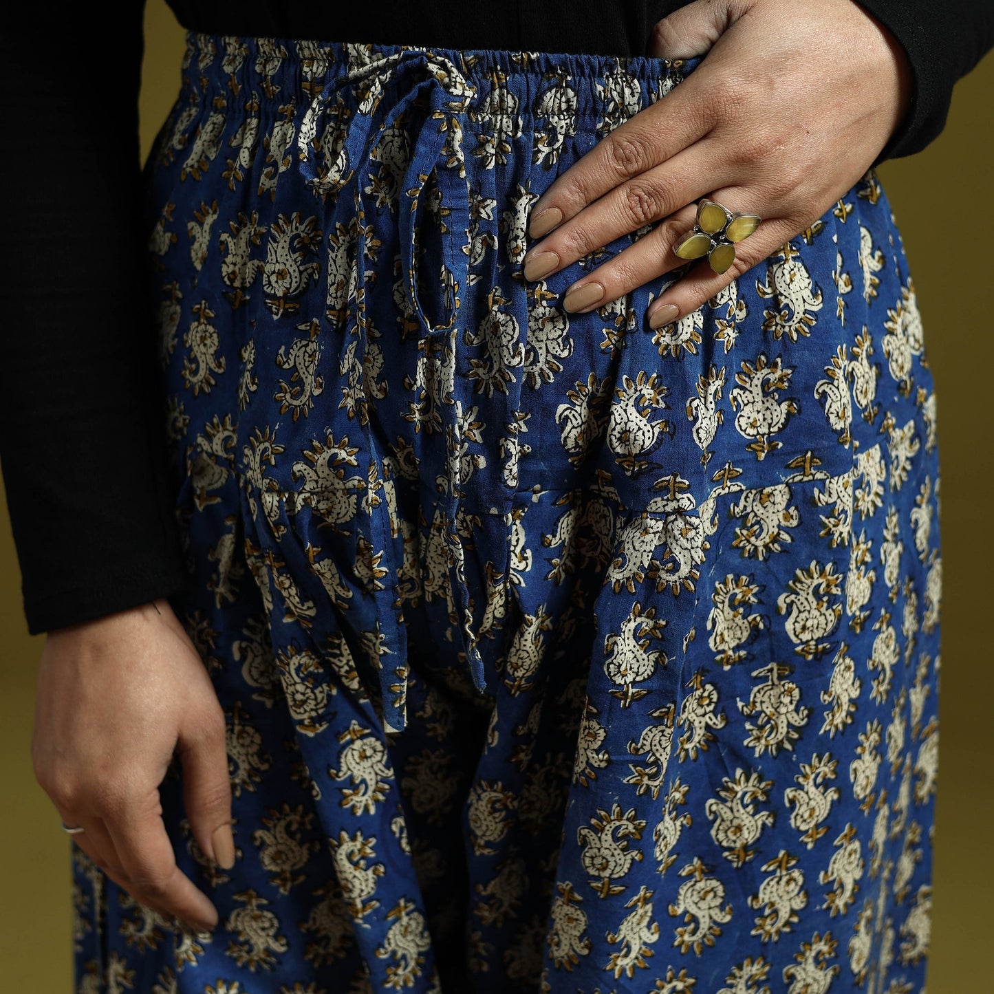 Blue - bagru natural dyed cotton salwar 01 - handcrafted