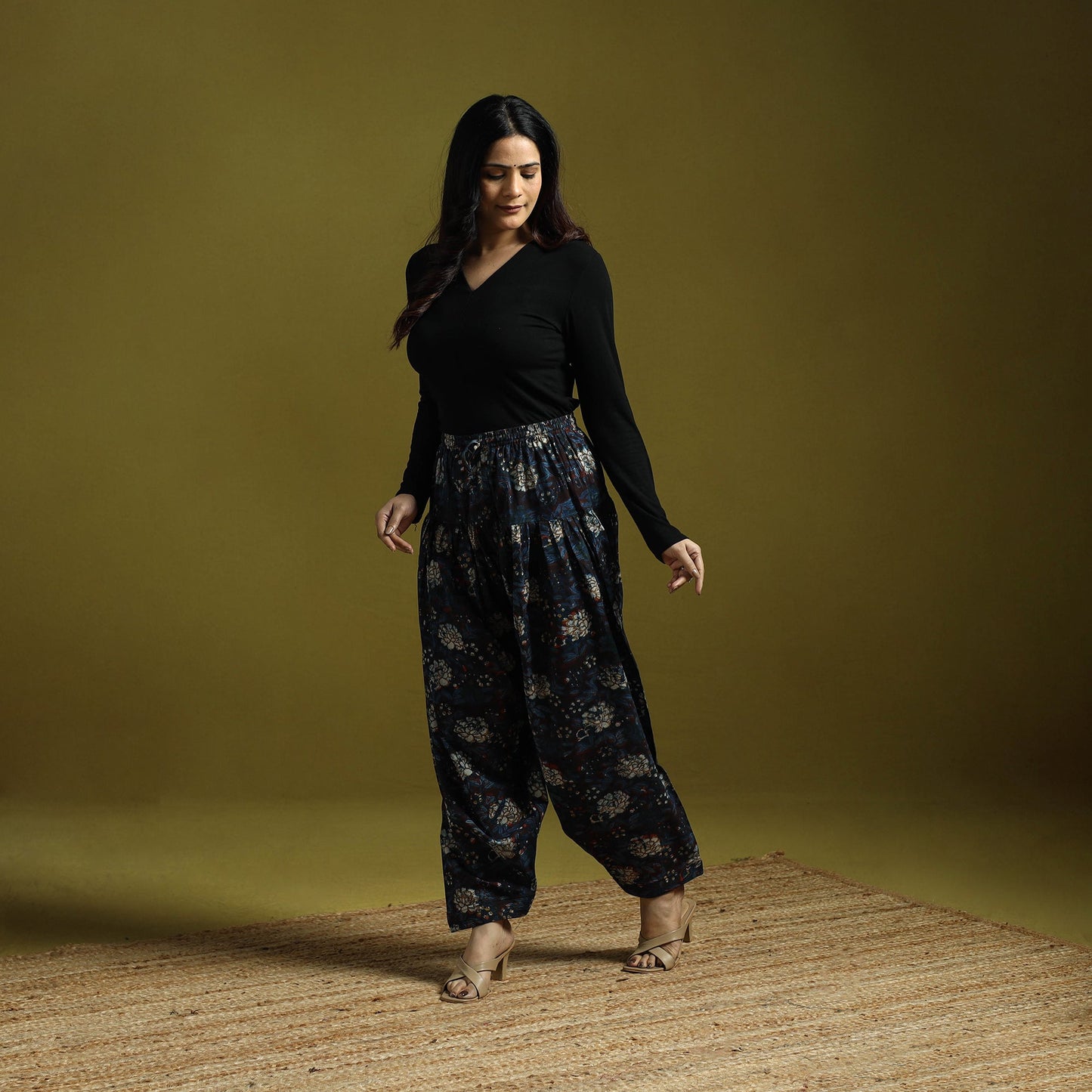 Blue - bagru natural dyed cotton salwar 02 - handcrafted