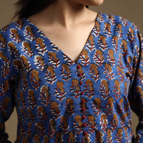 Buy Bagru Hand Block Printed Cotton Long Kurta Online at iTokri.com