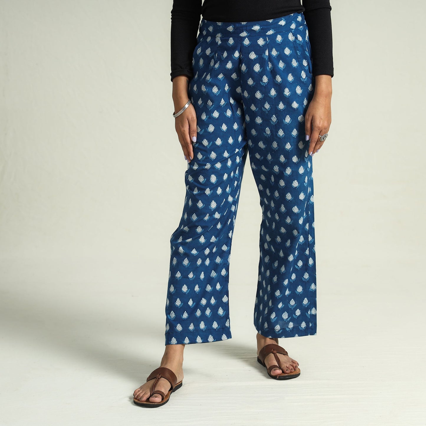 Buy Bagru Block Printed Cotton Elasticated Palazzo Online at iTokri.com