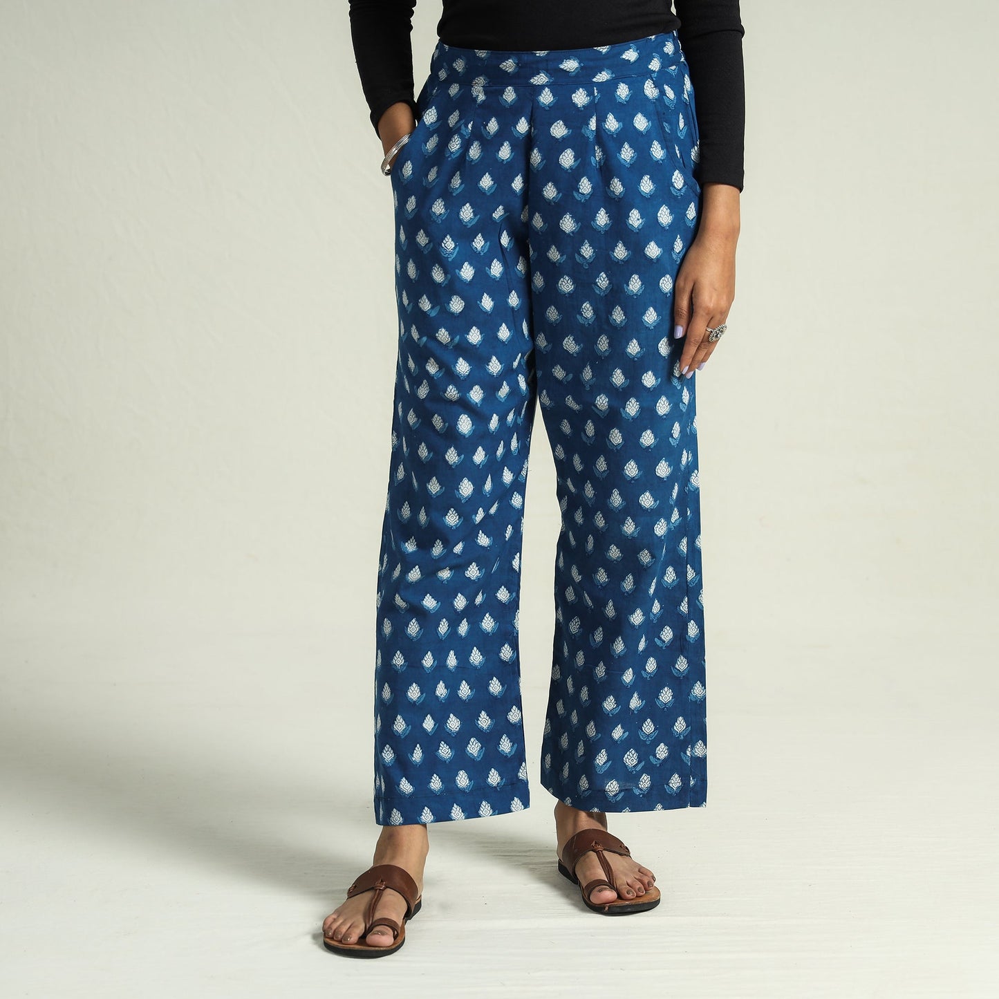 Buy Bagru Block Printed Cotton Elasticated Palazzo Online at iTokri.com