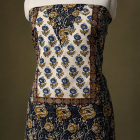 Blue Bagru Print Cotton Unstitched Kurta Material