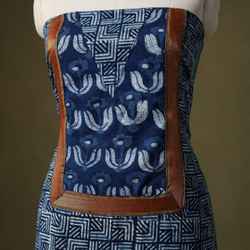 Blue Bagru Print Cotton Unstitched Kurta Material