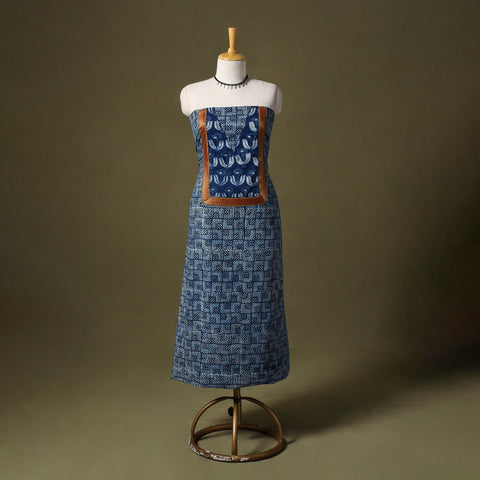 Blue Bagru Print Cotton Unstitched Kurta Material