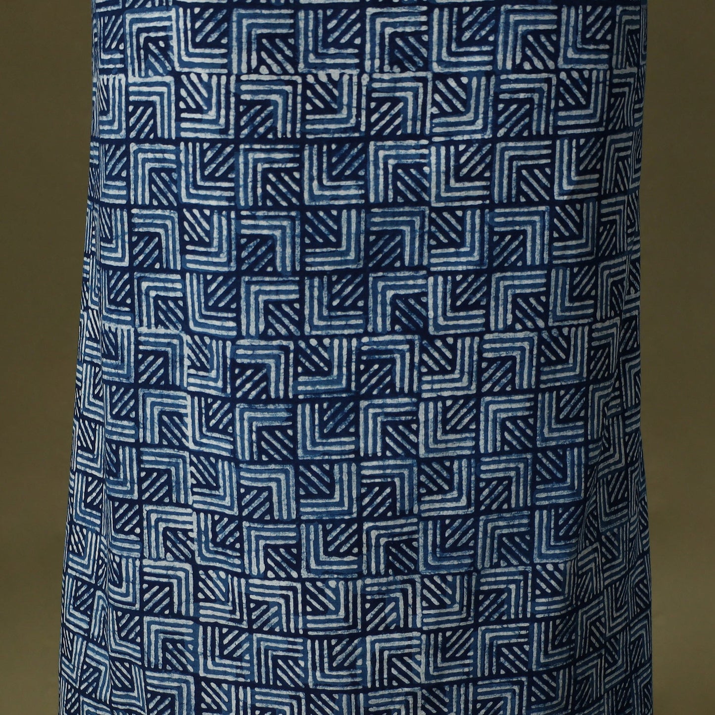 Blue Bagru Print Cotton Unstitched Kurta Material