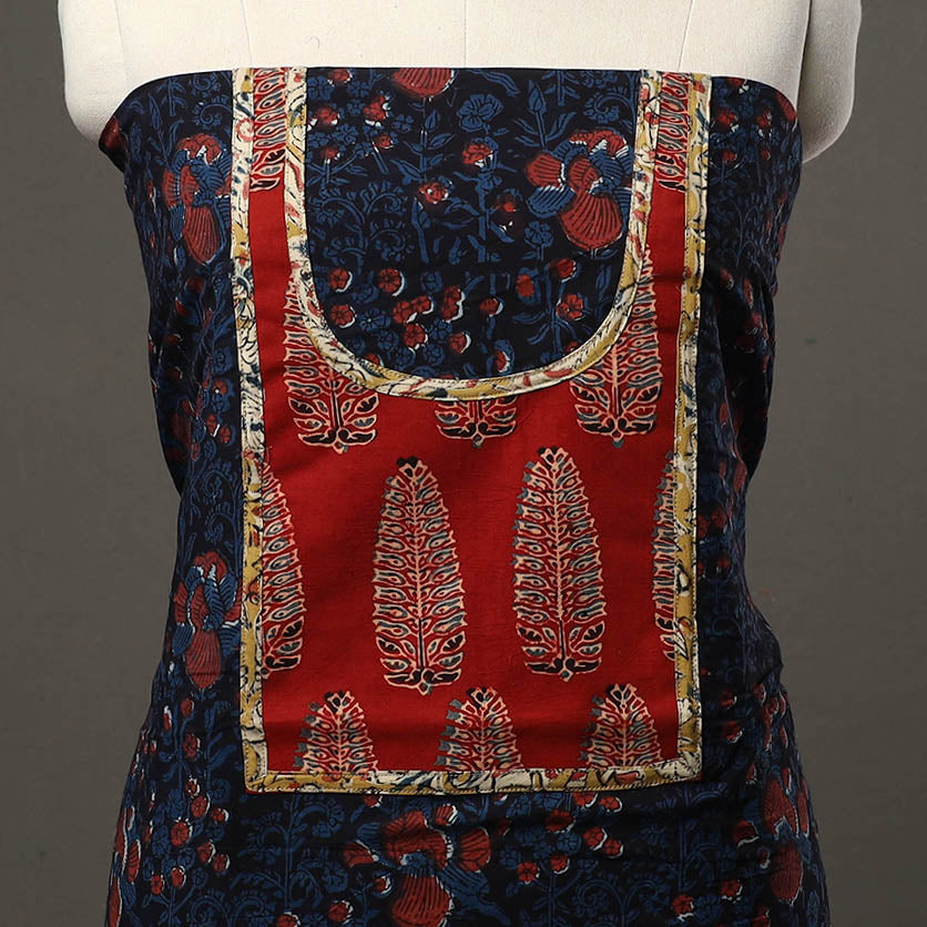Blue - bagru cotton unstitched kurta material