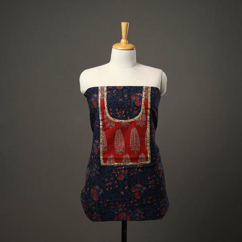 Blue - bagru cotton unstitched kurta material