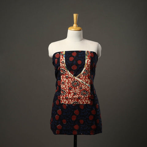 Blue - bagru cotton unstitched kurta material