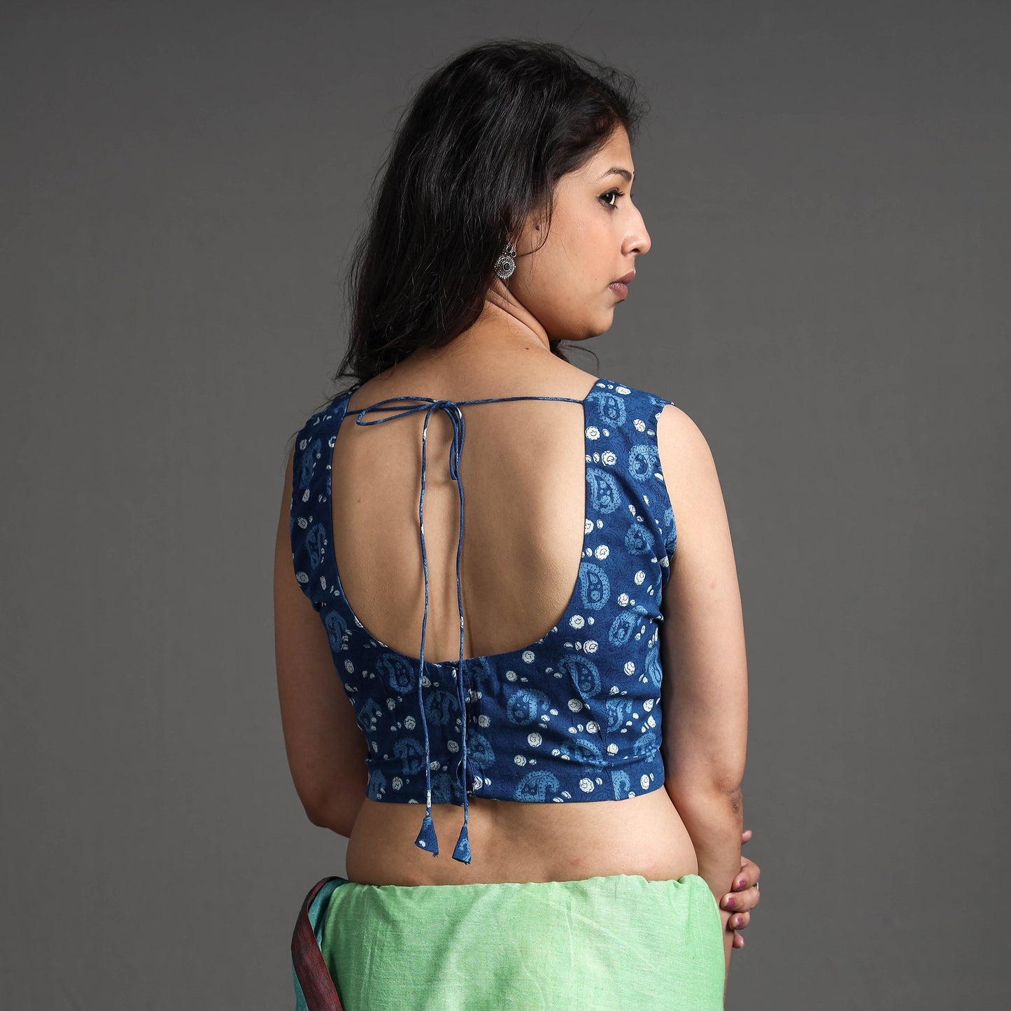 Buy Bagru Dabu Block Printed Cotton Stitched Sleeveless Blouse Online at iTokri.com