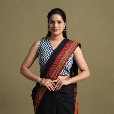 Buy Blue Bagru Dabu Block Print Cotton Stitched Blouse