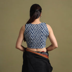 Buy Blue Bagru Dabu Block Print Cotton Stitched Blouse