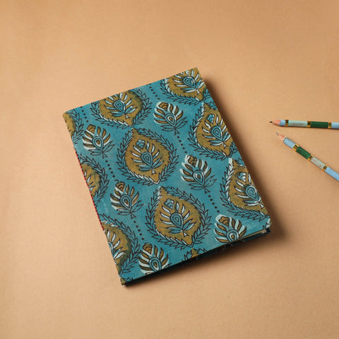 Blue Bagru Fabric Cover Handmade Paper Notebook