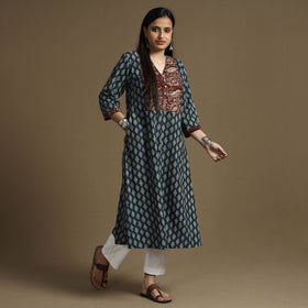Buy Bagru Hand Block Printed Cotton Long Kurta Online at iTokri.com