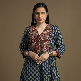 Buy Bagru Hand Block Printed Cotton Long Kurta Online at iTokri.com