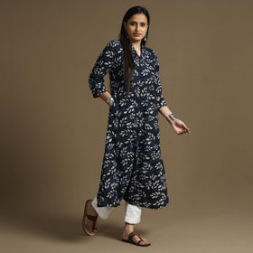 Buy Bagru Hand Block Printed Cotton Long Kurta Online at iTokri.com