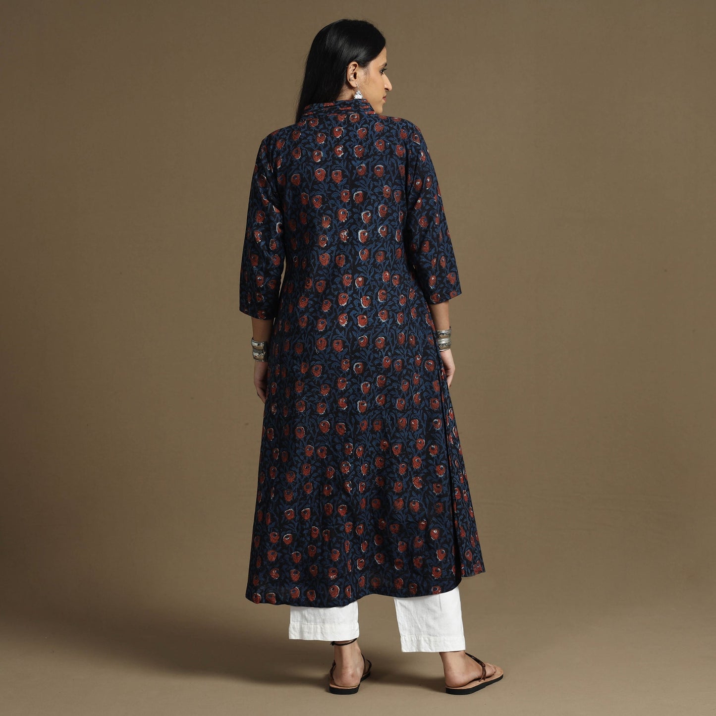 Buy Bagru Hand Block Printed Cotton Long Kurta Online at iTokri.com