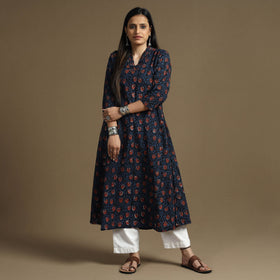 Buy Bagru Hand Block Printed Cotton Long Kurta Online at iTokri.com