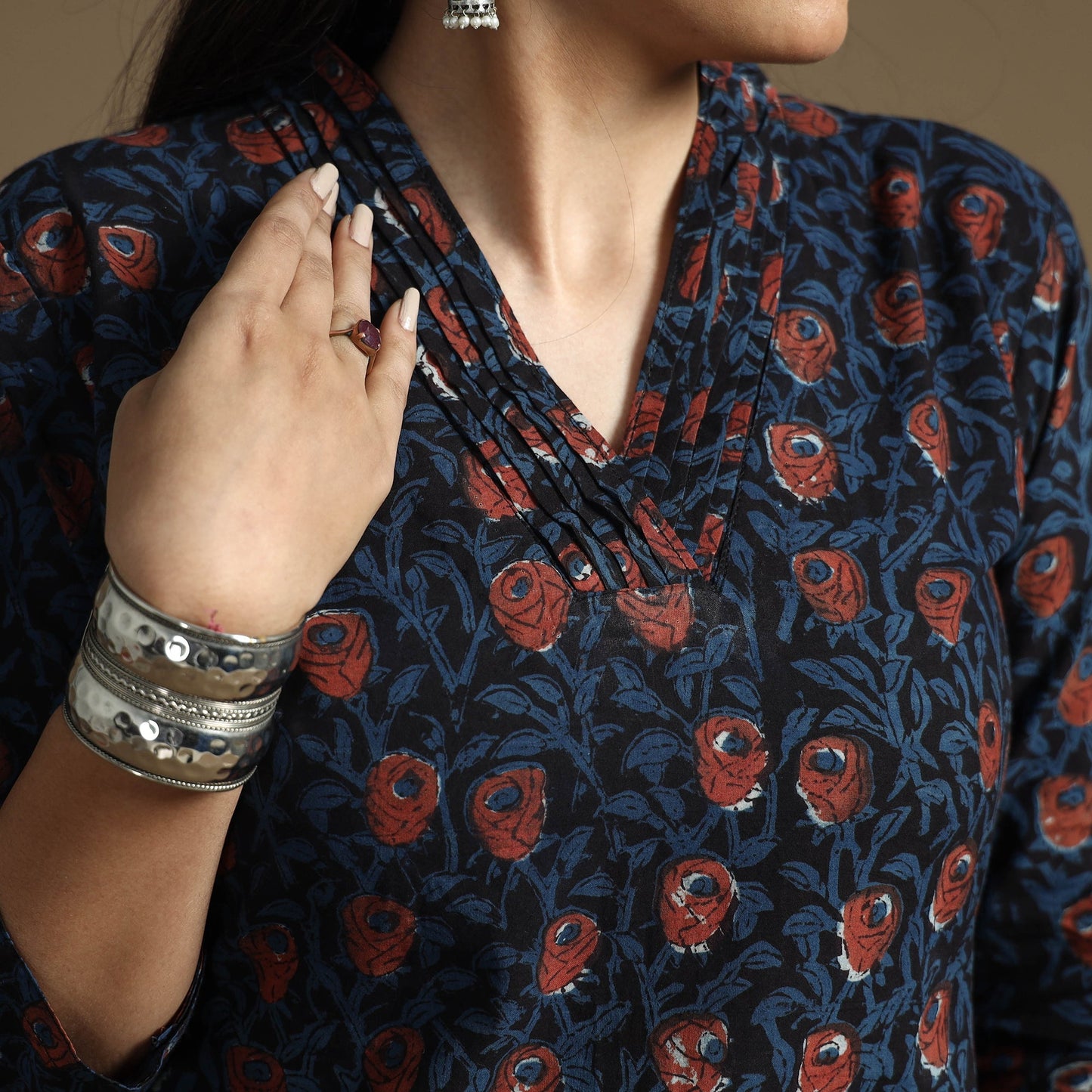 Buy Bagru Hand Block Printed Cotton Long Kurta Online at iTokri.com