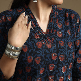 Buy Bagru Hand Block Printed Cotton Long Kurta Online at iTokri.com