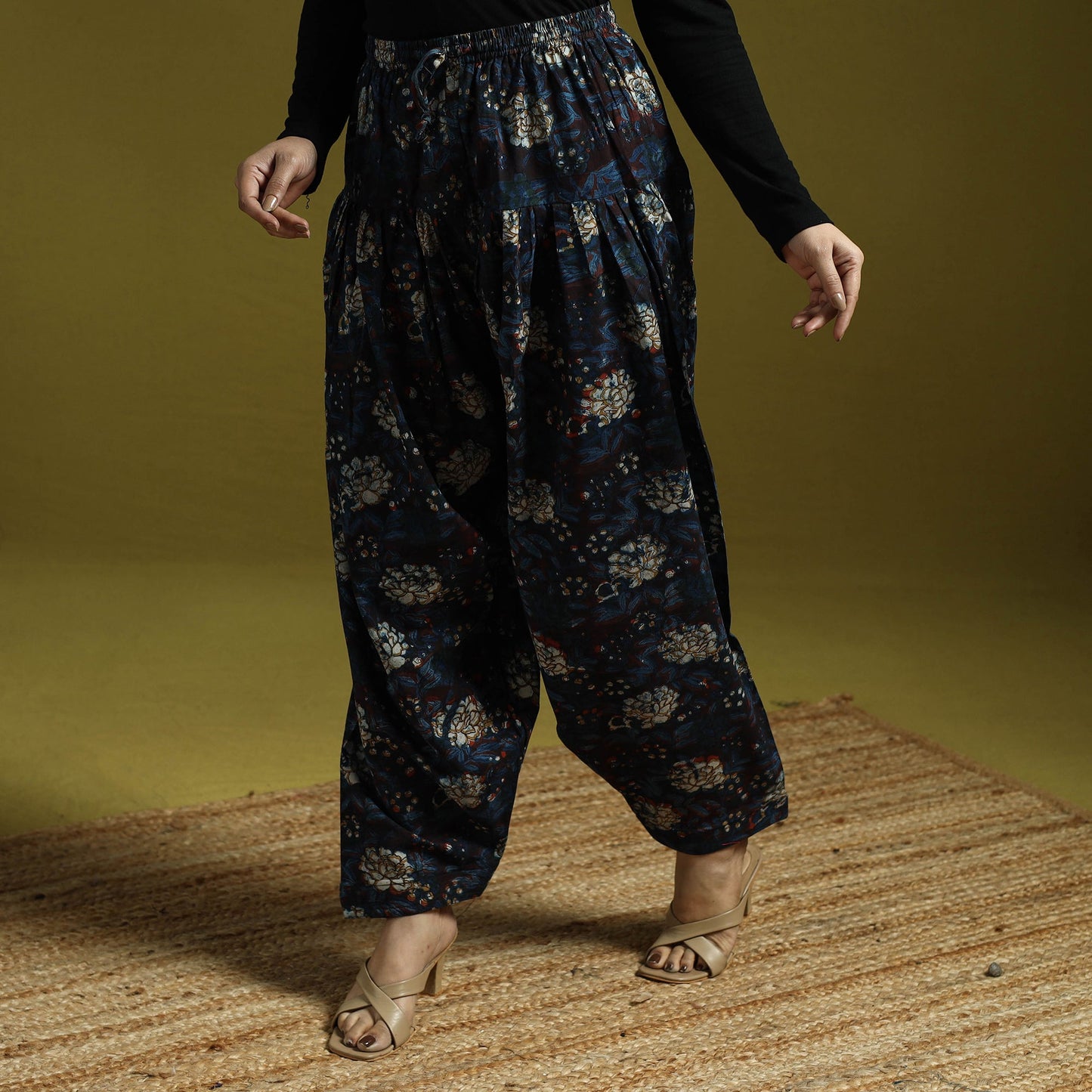 Blue - bagru natural dyed cotton salwar 02 - handcrafted