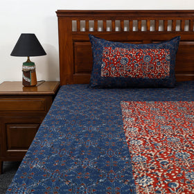 Ajrakh Print with Bagru Patch Cotton Bedsheet Set
