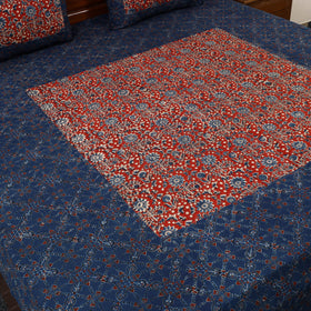 Ajrakh Print with Bagru Patch Cotton Bedsheet Set