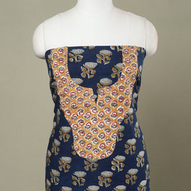 Buy Blue Bagru Print Patchwork Cotton Kurta Material