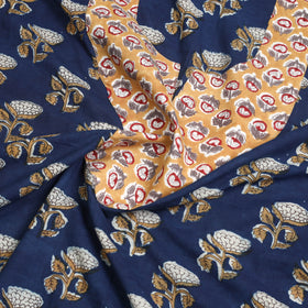 Buy Blue Bagru Print Patchwork Cotton Kurta Material