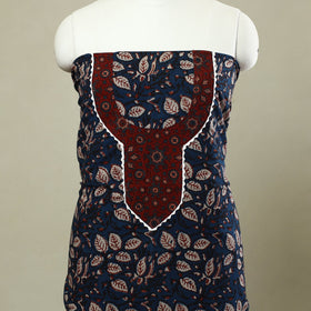 Blue - bagru patchwork cotton unstitched kurta material