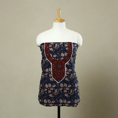 Blue - bagru patchwork cotton unstitched kurta material