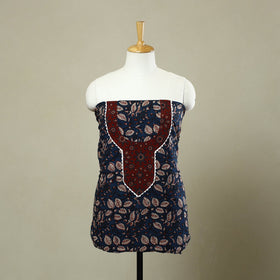 Blue - bagru patchwork cotton unstitched kurta material