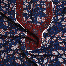 Blue - bagru patchwork cotton unstitched kurta material