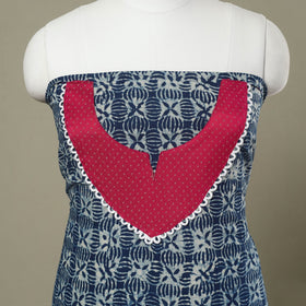 Buy Blue Bagru Print Patchwork Cotton Kurta Material