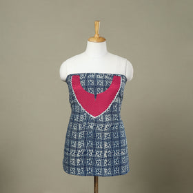 Buy Blue Bagru Print Patchwork Cotton Kurta Material