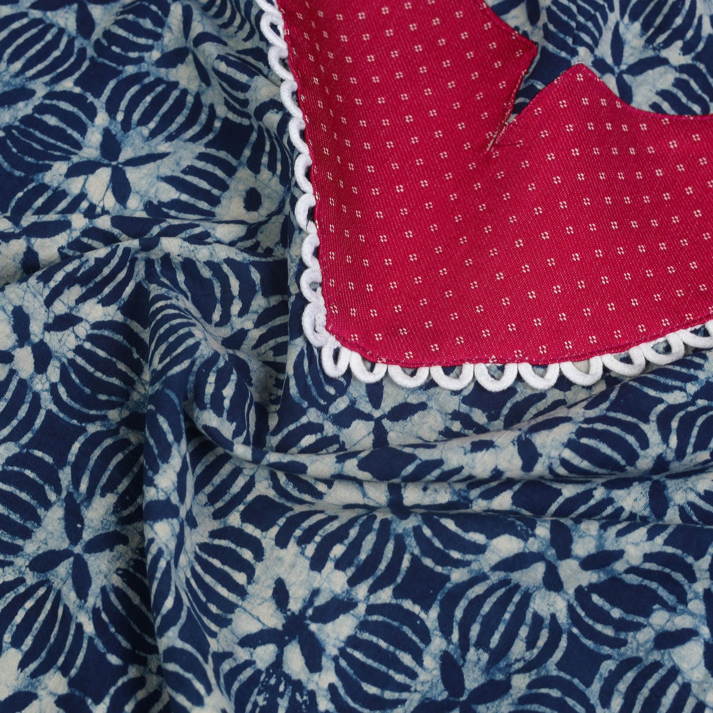 Buy Blue Bagru Print Patchwork Cotton Kurta Material