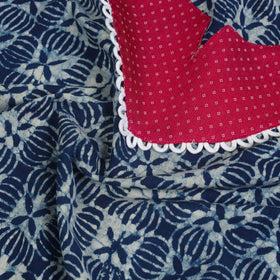Buy Blue Bagru Print Patchwork Cotton Kurta Material