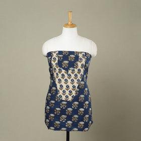 Buy Blue Bagru Print Patchwork Cotton Kurta Material