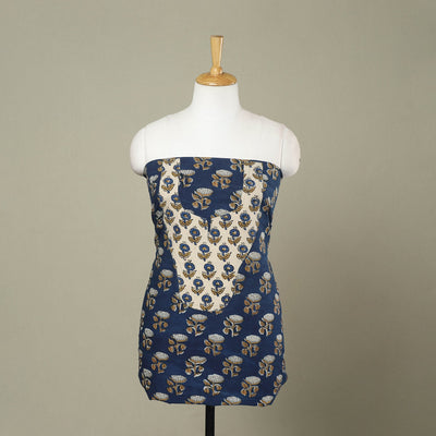 Buy Blue Bagru Print Patchwork Cotton Kurta Material