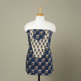 Buy Blue Bagru Print Patchwork Cotton Kurta Material