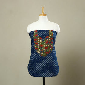 Buy Blue Bagru Print Patchwork Cotton Kurta Material