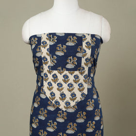 Buy Blue Bagru Print Patchwork Cotton Kurta Material
