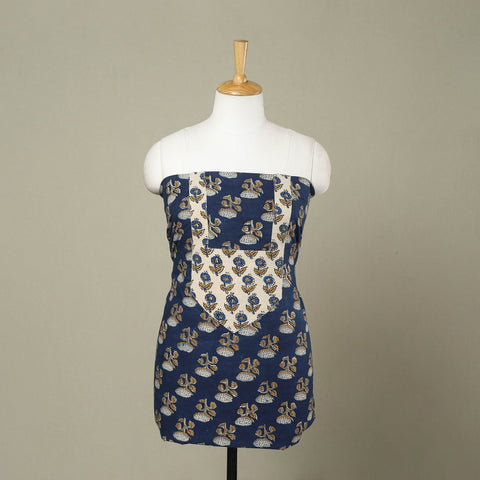 Buy Blue Bagru Print Patchwork Cotton Kurta Material