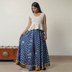  Bagru Block Printed 24 Kali Patchwork Cotton Long Skirt 19 