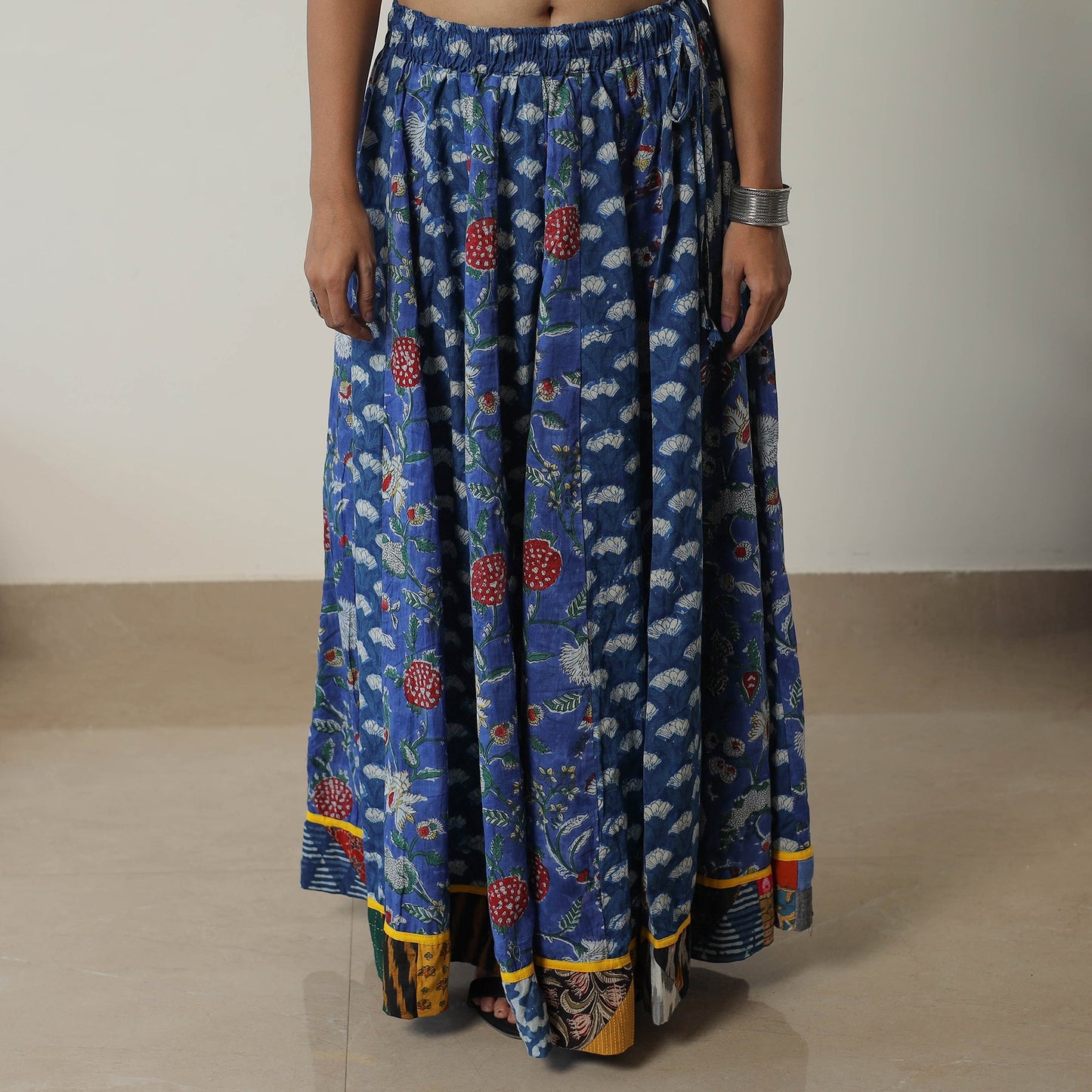  Bagru Block Printed 24 Kali Patchwork Cotton Long Skirt 19 