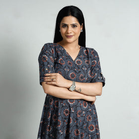  Bagru Block Printed Cotton Flare Dress 