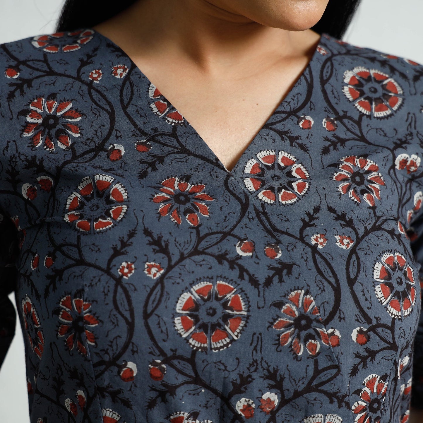  Bagru Block Printed Cotton Flare Dress 